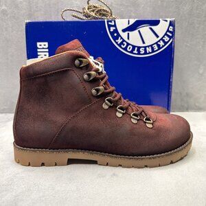 Birkenstock Jackson Womens Size 8 Boots Burgundy Nubuck Leather Laced Hiker NEW